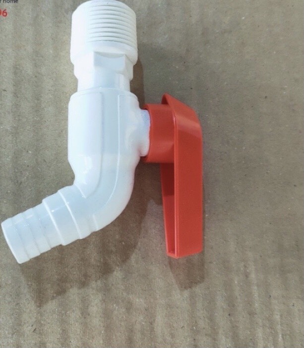 Vòi hồ tay gạt nhựa đỏ ren 21mm