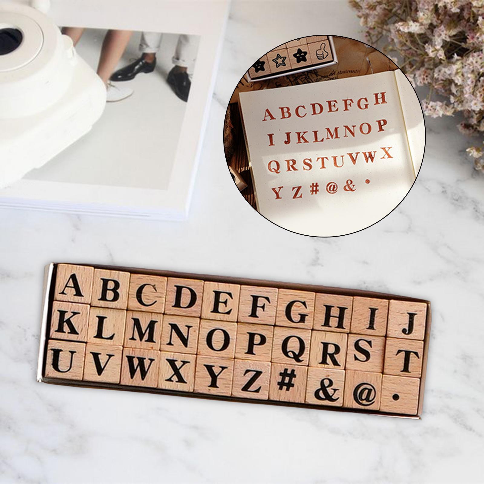 Set of Wooden Letters Rubber Stamp Set Scrapbook Stationery DIY Art Crafts