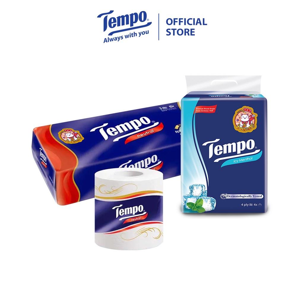 1 Lốc Tempo cao cấp Giấy vệ sinh Toipa & 1 Lốc Khăn giấy rút Softpack