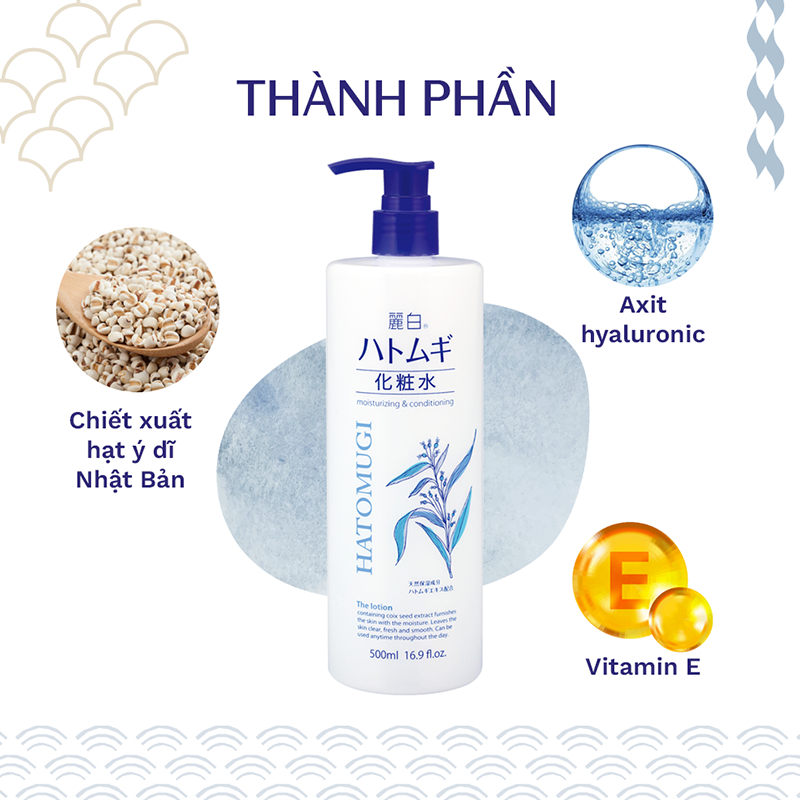Nước dưỡng ẩm và làm sáng da hatomugi 500ml/chai