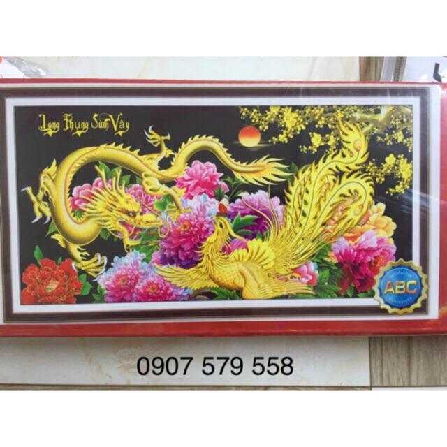 Tranh đính đá long phụng sum vầy