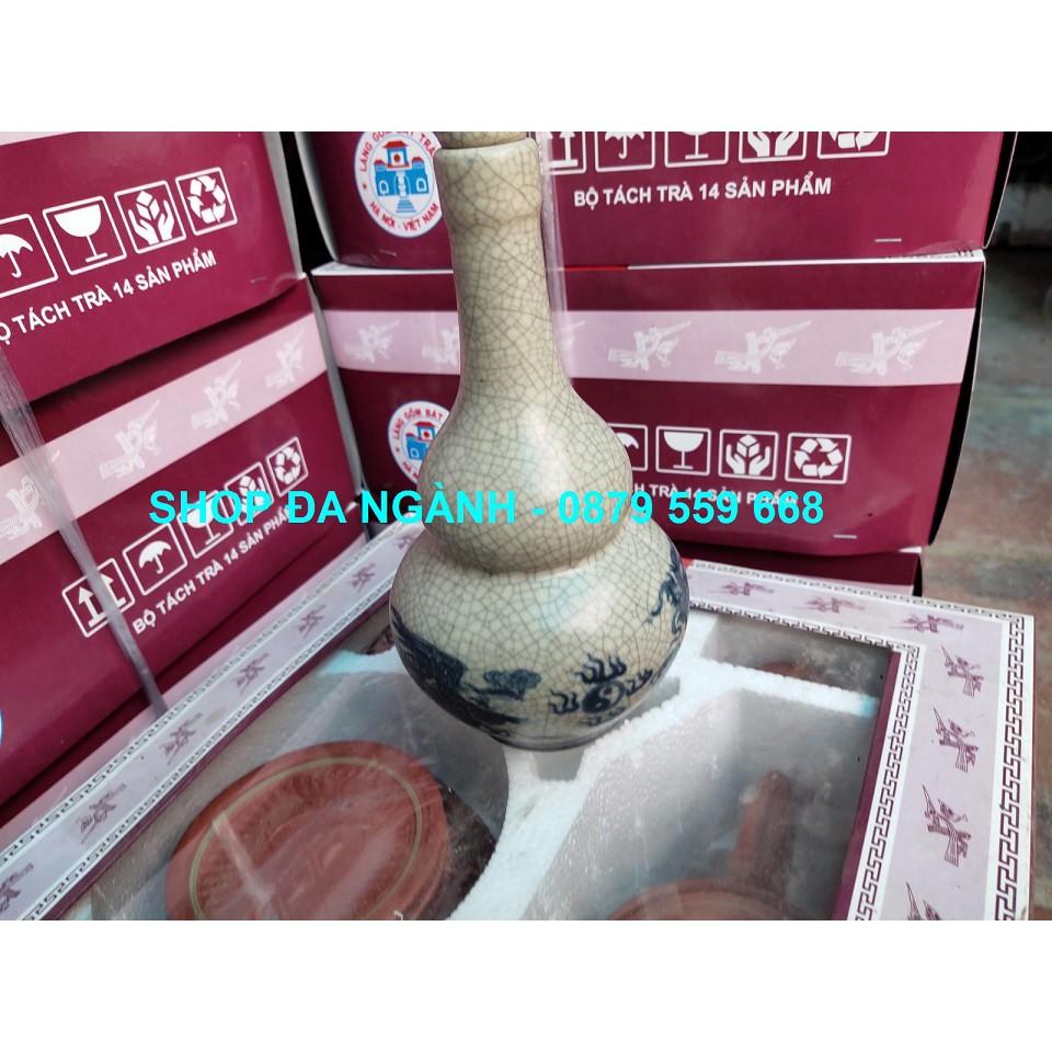 Nậm hai bầu men rạn cao 19 cm