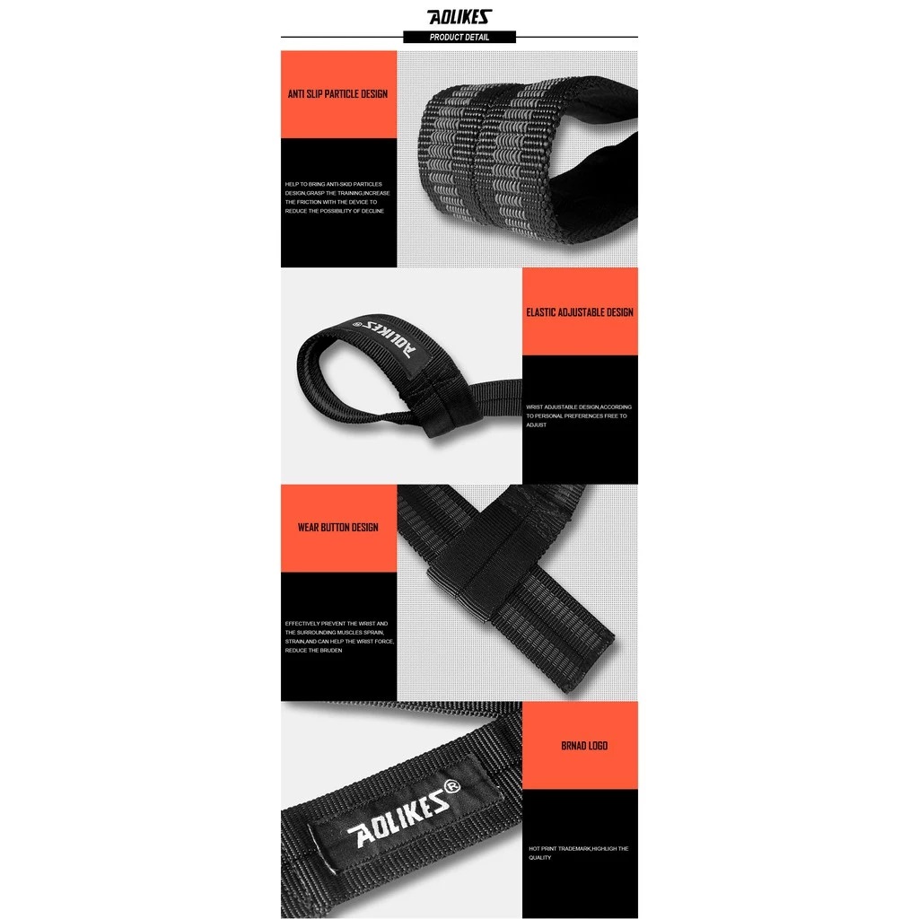 Dây kéo lưng, Dây đai cổ tay nâng tạ tập gym  AOLIKES 7635 trợ lực cổ tay sport wrist bands
