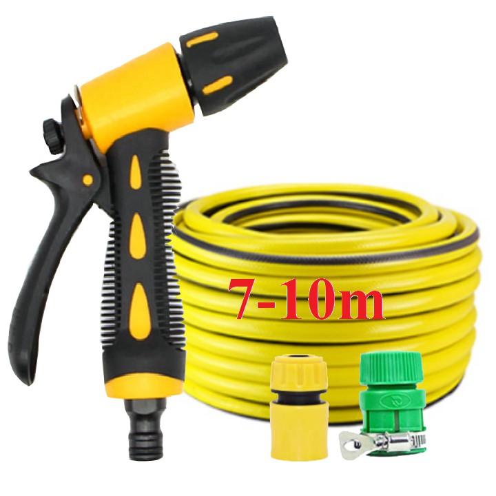 Bộ dây vòi xịt nước rửa xe, tưới cây . tăng áp 3 lần, loại 7m, 10m 206319 cút sập, nối PE