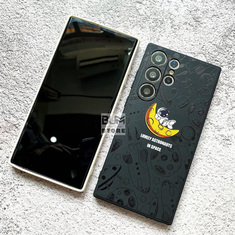 Ốp Lưng Silicon Cho Samsung Galaxy S23 Ultra / S22 Ultra / S23 Plus Phi Hành Gia Astronauts Cạnh Vuông