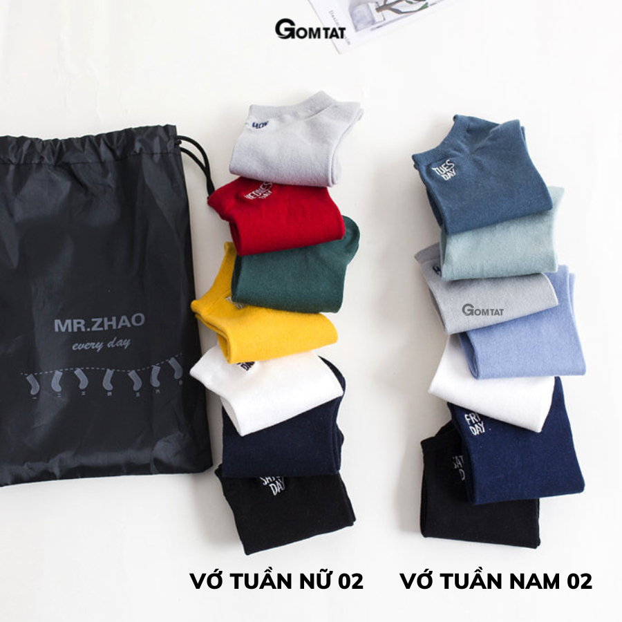 Set 14 đôi tất vớ cổ ngắn nam nữ cao cấp, bao gồm set 7 đôi cho nam và set 7 đôi cho nữ, phù hợp cho các cặp đôi - VOTUAN-NAMNU02