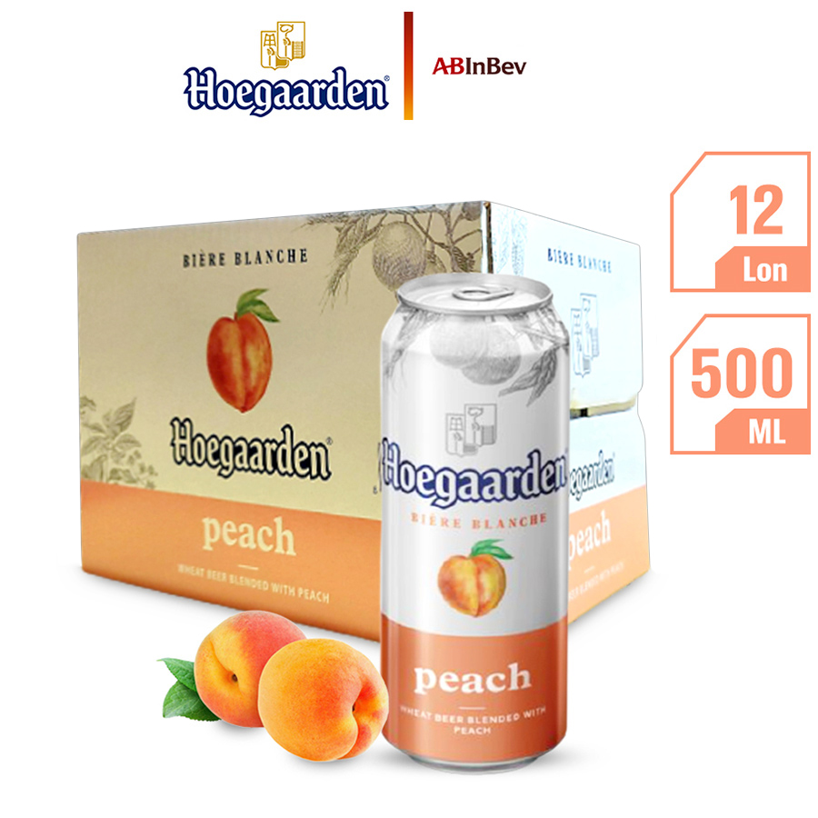 Bia Hoegaarden Peach Bia Bỉ Chính Hãng Hương Vị Trái Cây Thùng 12 Lon (500ml/Lon)