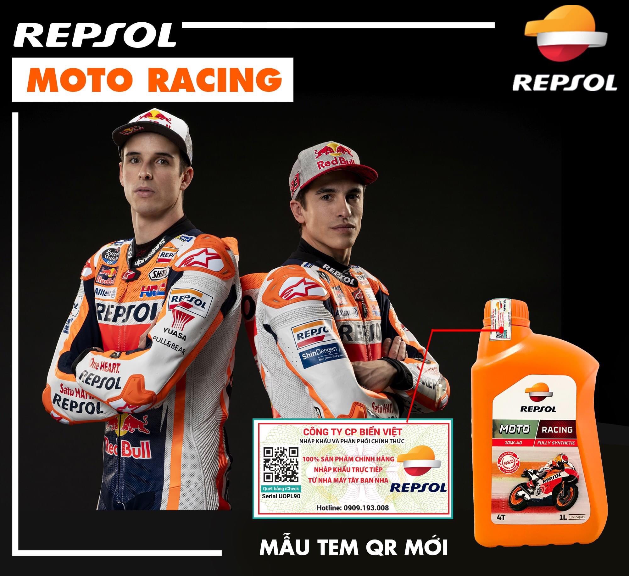 Dầu nhớt cao cấp Repsol Racing 10w40 hàng chính hãng 1L (Mẫu Mới)