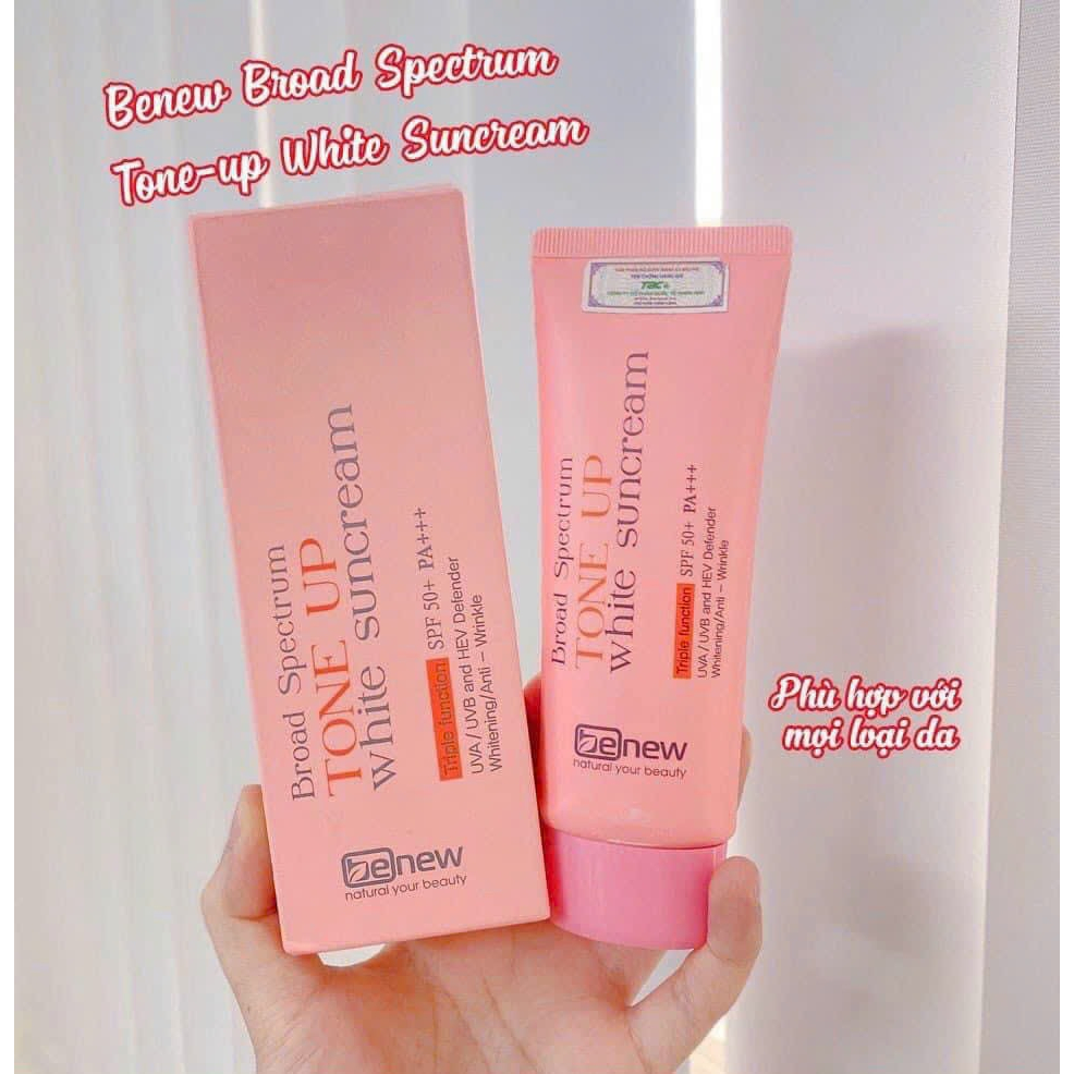 Kem chống nắng kiềm dầu, lên tone, dưỡng trắng Benew Broad Spectrum Tone-up White Suncream Hàn Quốc 70ml
