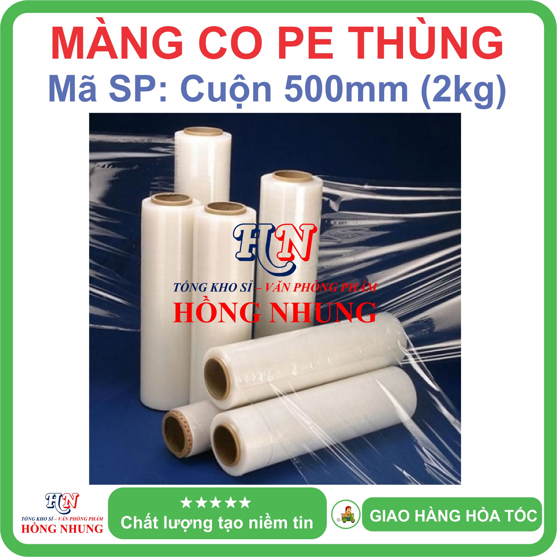 [SALE] Màng PE, màng co, màng chít 2kg khổ rộng 50cm - Chất liệu nilon dai, bóng đẹp, chắc chắn, cho bạn an tâm đóng hàng