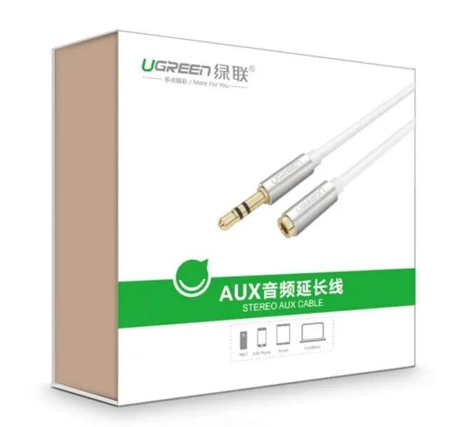 Ugreen UG10773AV118TK 0.5M màu Trắng Cáp âm thanh 3.5mm nối dài đầu nhôm - HÀNG CHÍNH HÃNG