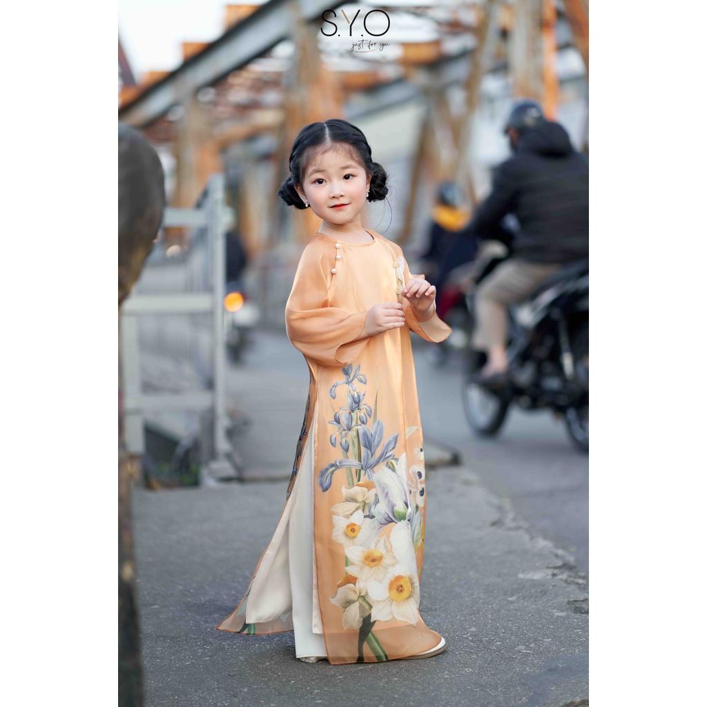 Áo dài kid in hoa diêm vỹ SYO A5013