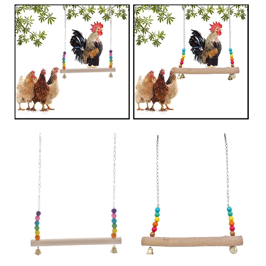Pet Chicken Swing Toys Wooden Birds Stand Perch Parrot Chew Toys for Hens Large Bird Parrot Macaw Training
