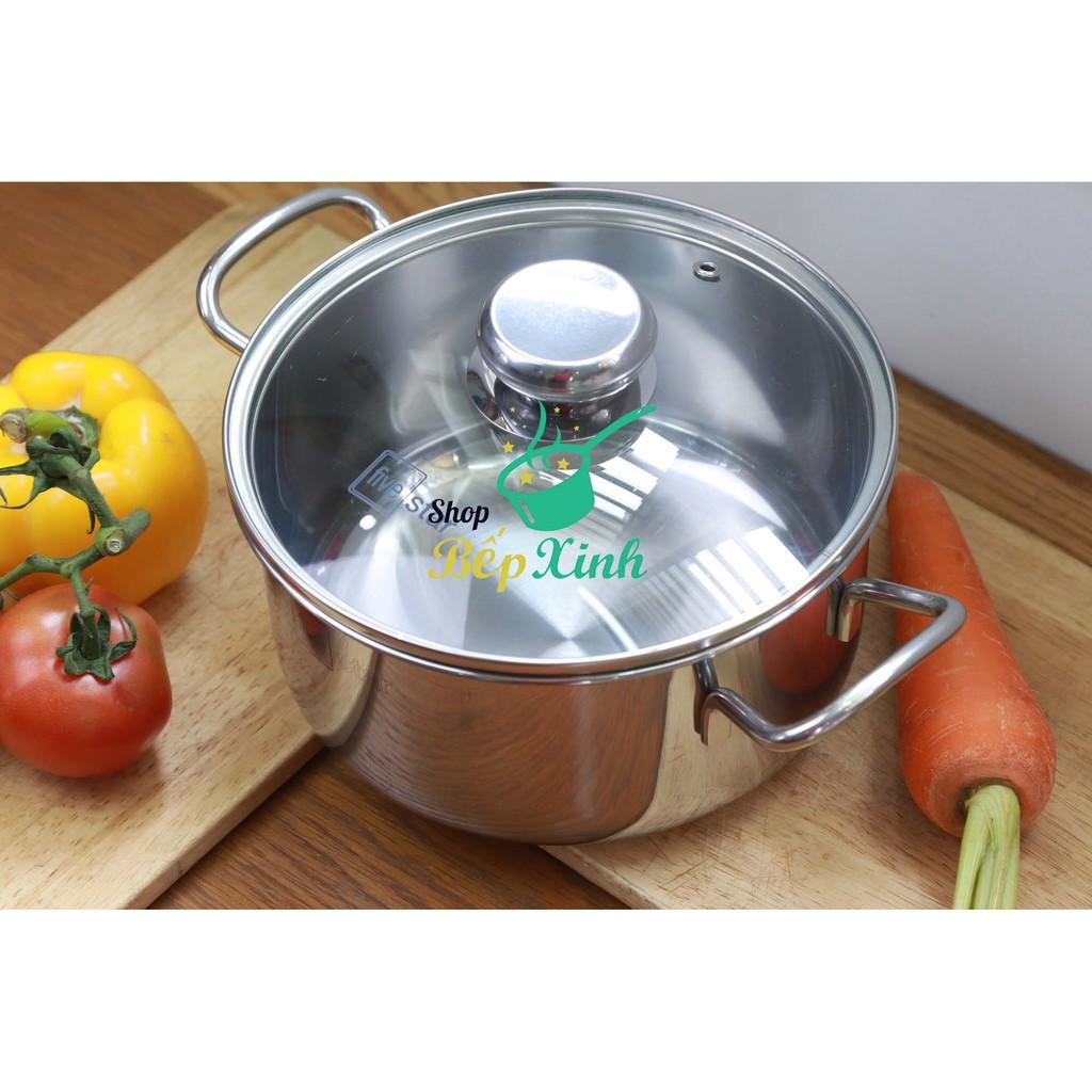 Nồi luộc gà FiveStar inox 430 nắp kính, tặng 2 muỗng canh (26cm