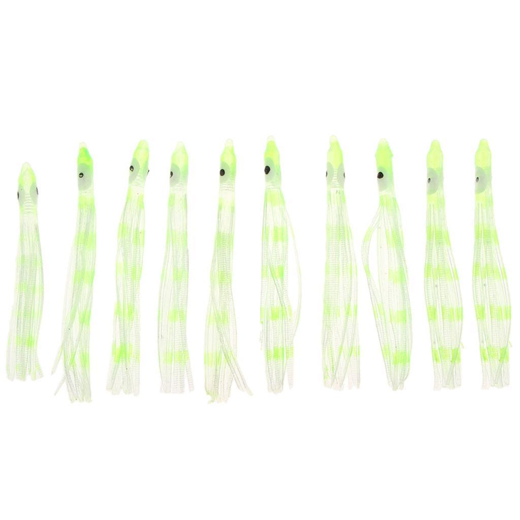 30pcs Artificial Squid Skirts Lures Saltwater Trolling Baits Green/Brown