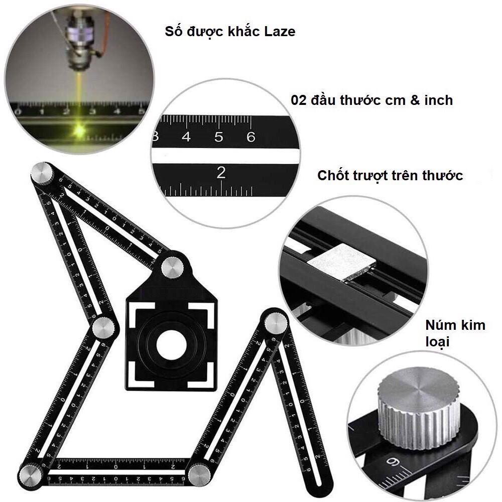 Thước định vị đa năng 6 cạnh khoan khoét lỗ gạch