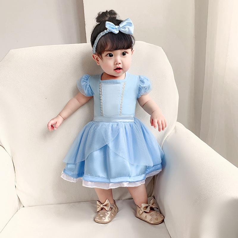 Nàng Tiên Cá Bé Gái Romper Áo Liền Quần 0-2Y Quần Áo Bé Sơ Sinh Cho Bé Gái Tay Ngắn Trẻ Em Jumpsuit Bạch Tuyết Cho Bé Trang Phục Trang Phục Mùa Hè