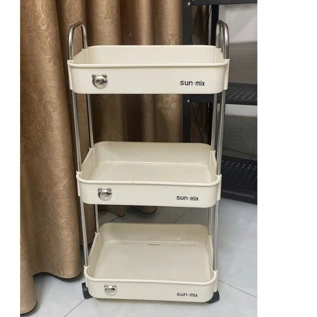 Kệ đa năng 3 TẦNG - bánh xe, giỏ đựng đồ, Dễ dàng di chuyển giá sách đa năng Kệ đa năng có bánh xe, di chuyển tiện lợi (hàng nhập khẩu) - KỆ NHÀ BẾP