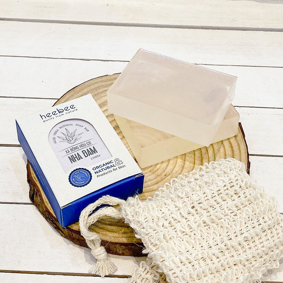 Xà Bông Rửa Mặt Hữu Cơ Nha Đam Heebee Dưỡng Ẩm, Chống Lão Hóa – Aloe Vera Natural Soap Bar 100gr