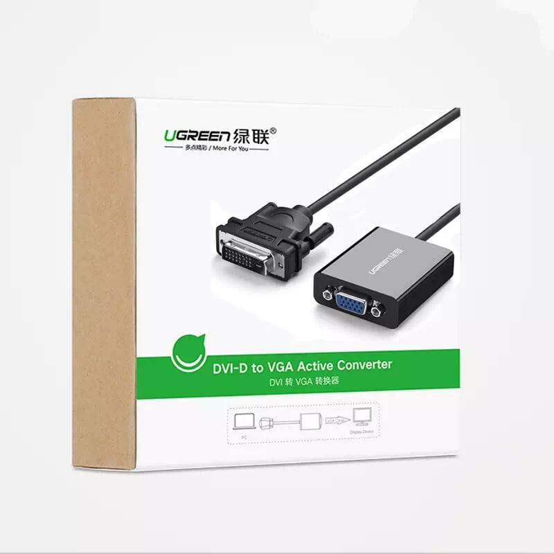 Ugreen UG40387MM108TK 30CM màu Đen Cáp chuyển đổi DVI D 24 + 1 sang VGA cáp tròn - HÀNG CHÍNH HÃNG