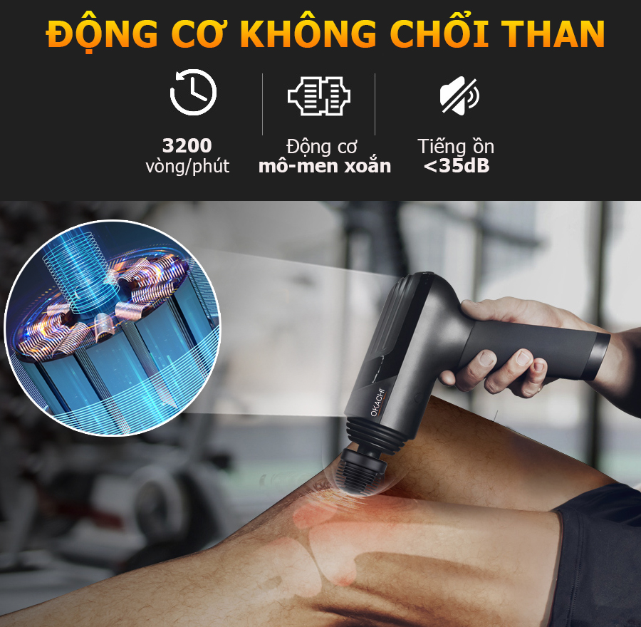 Súng massage toàn thân OKACHI LUXURY JP-i5 Pro (Viền đen) 