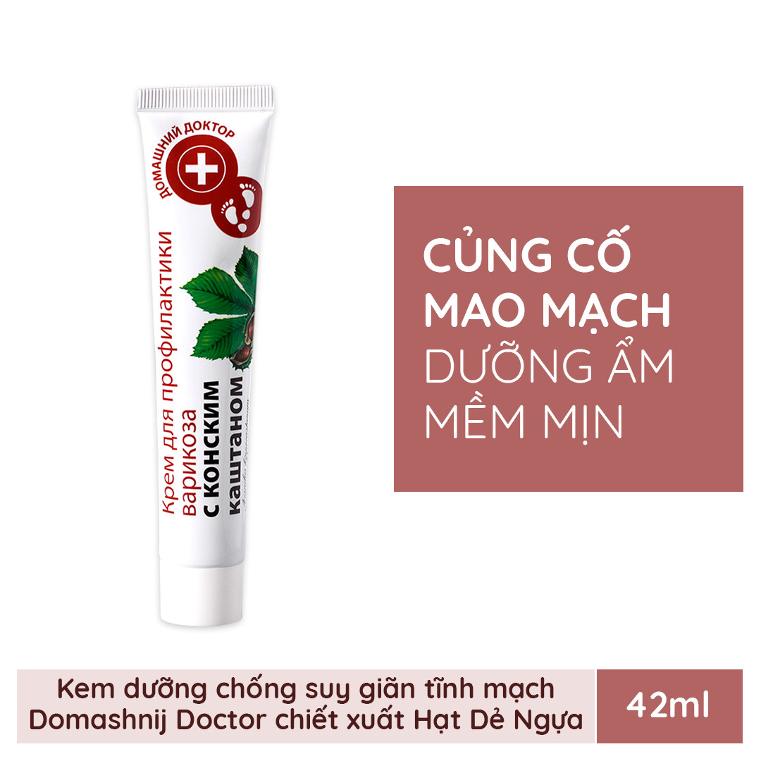 Kem dưỡng da chân chống suy giãn tĩnh mạch Domashnij Doctor chiết xuất từ hạt dẻ ngựa 42ml