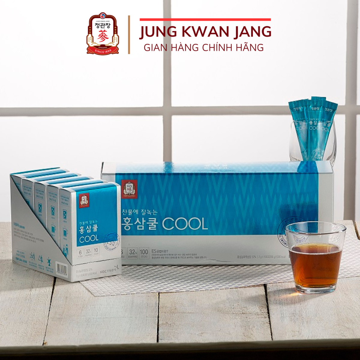 [Hộp 10 Gói] Trà Hồng Sâm Hàn Quốc Hòa Tan Tea Cool KGC Jung Kwan Jang (2g x 10 gói)