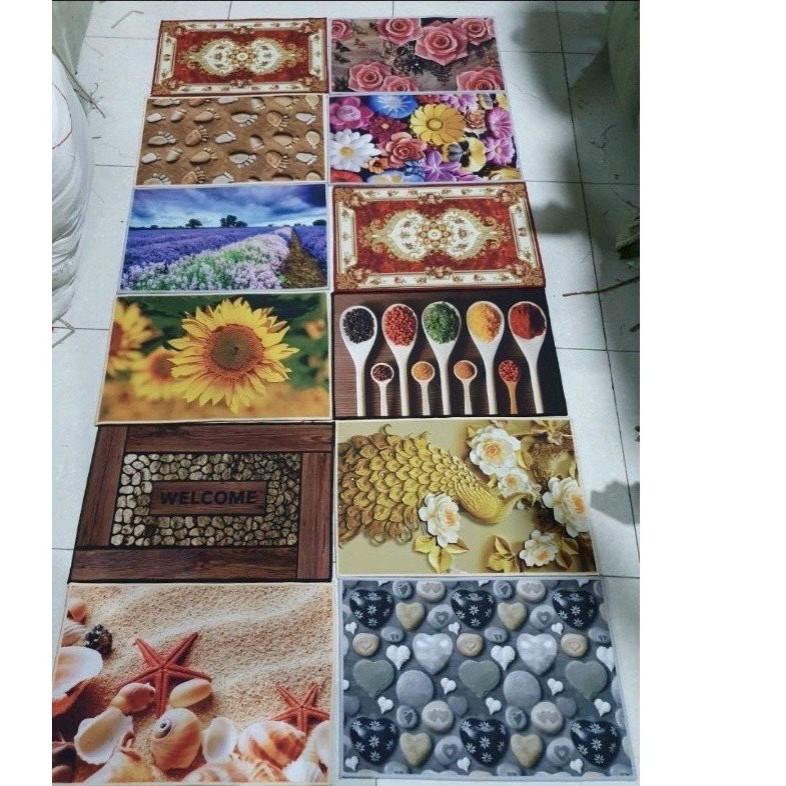 Set 4 thảm chùi chân in họa tiết 3D khổ 40x60, 50x80