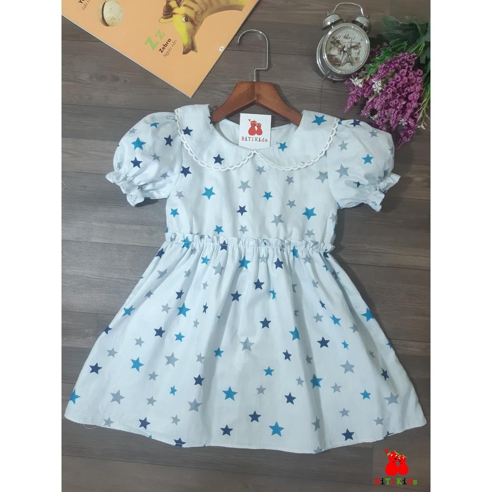 Đầm bé gái,váy trẻ em họa tiết ngôi sao cotton size 0 đến 6 tuổi.
