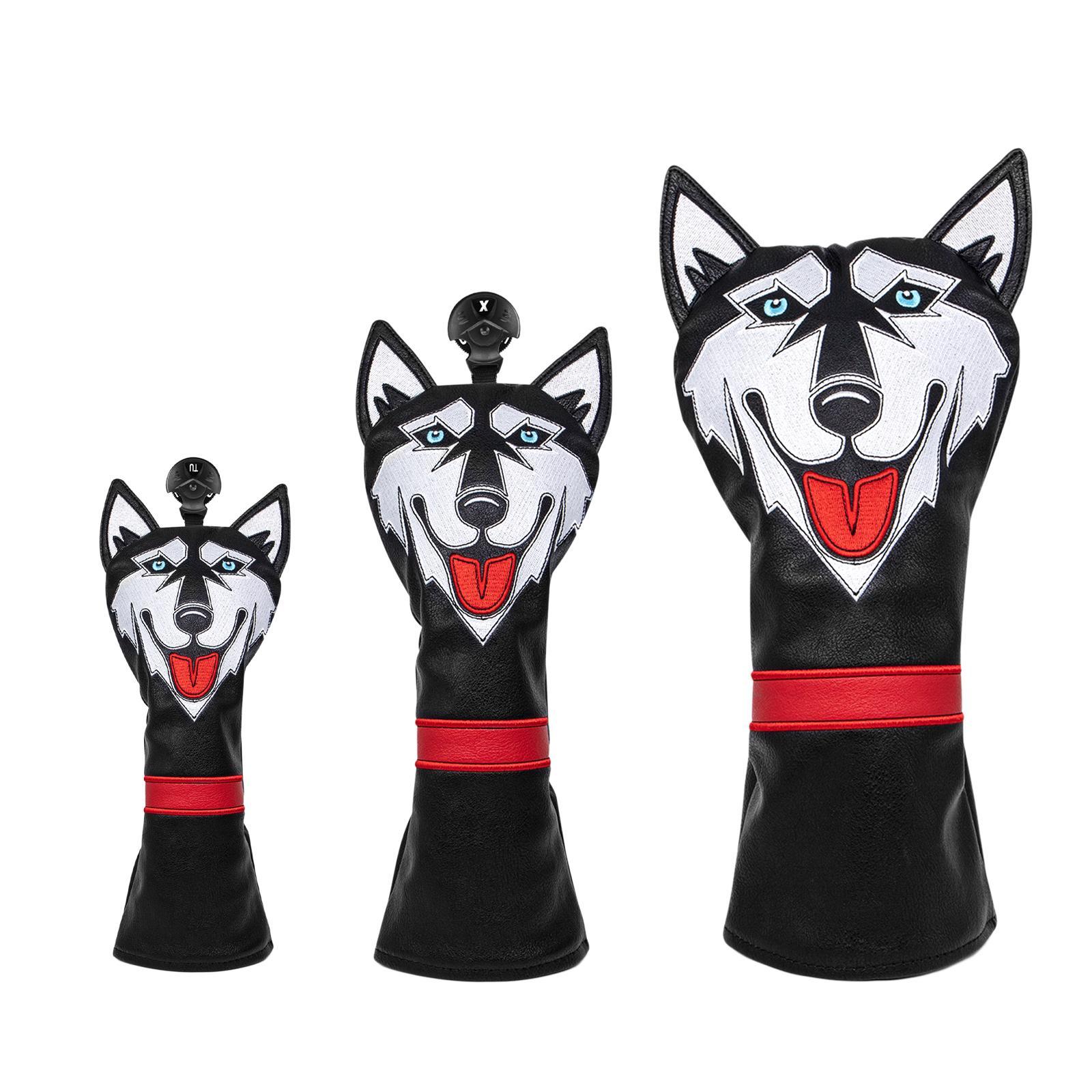 3Pcs PU Leather Golf Club Head Covers Wood Headcover Men Women Protector