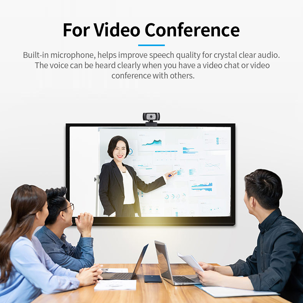 Webcam Độ Nét Cao 720p 30 Khung Hình/Giây Xoay 360 Độ Với Micrô Giảm Tiếng Ồn Cho Máy Tính HD Xách Tay