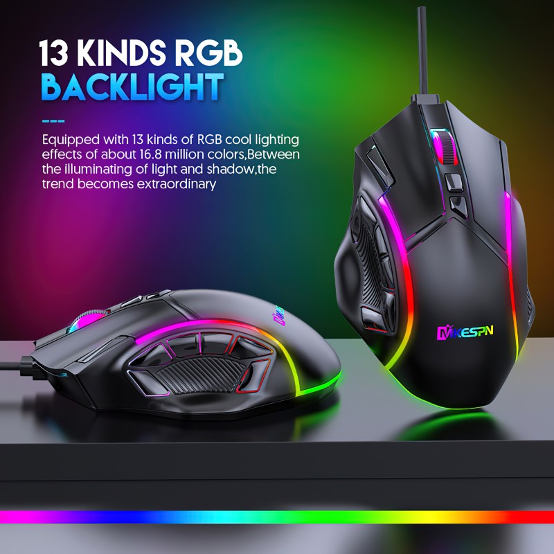 Chuột Gaming macro X15 Chống ồn - Led RGB - 12800 DPI - 12 phím