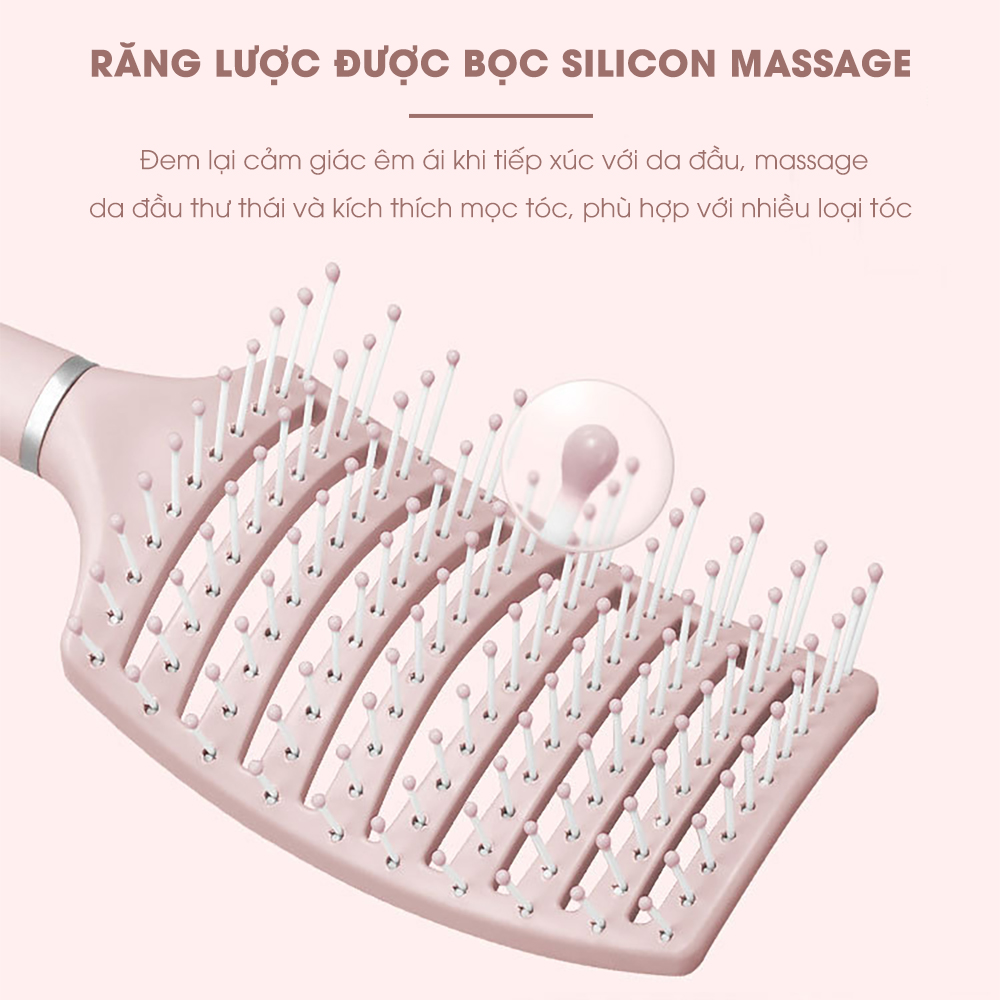 Lược chải tóc gỡ rối CWELL lược massage có đệm khí, tạo phồng tạo kiểu cho tóc xoăn C01PK