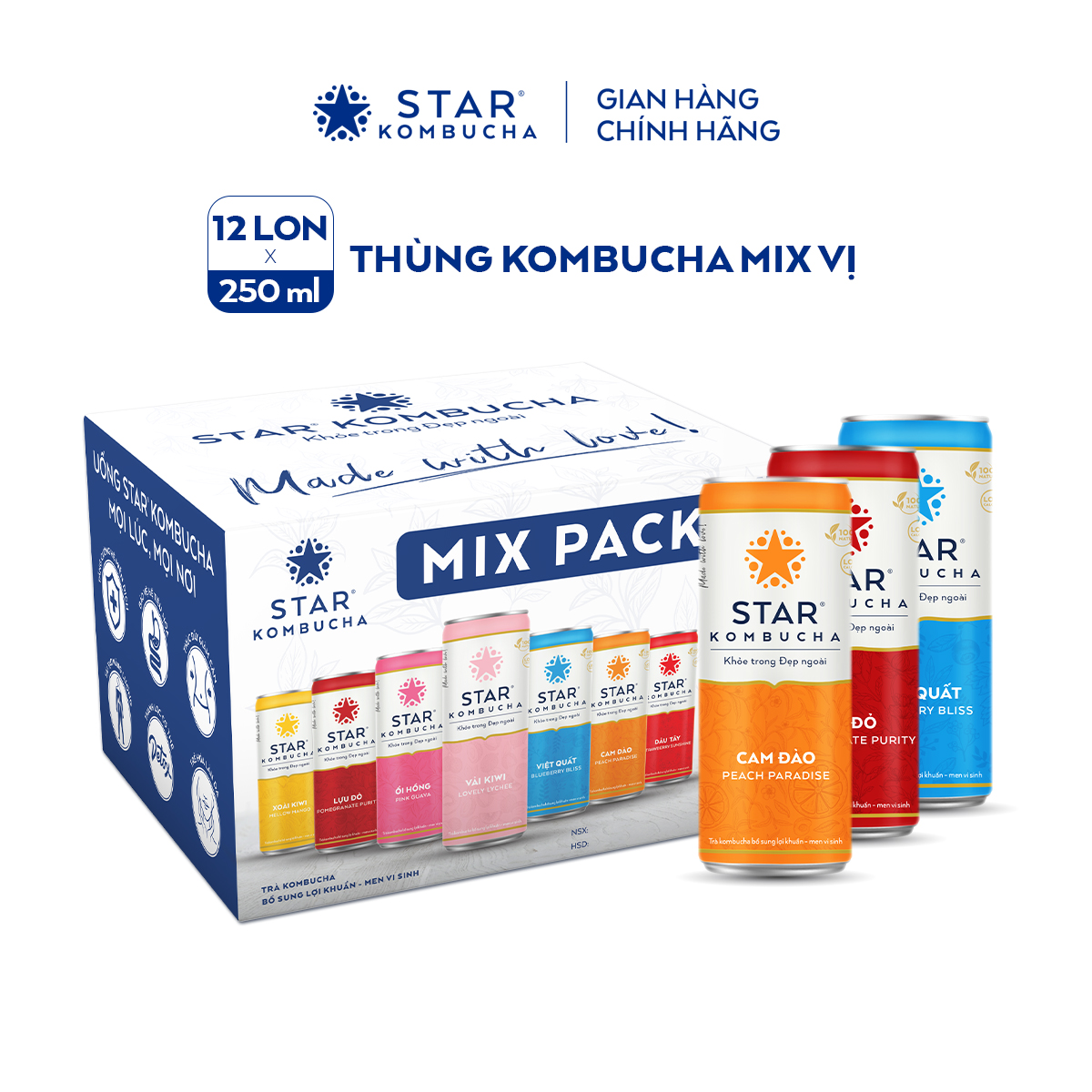 Thùng 12 lon STAR KOMBUCHA All-in-One