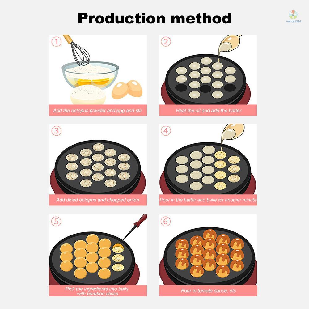 Máy làm bánh takoyaki nancy9790-Health bằng điện chống dính với phích cắm EU