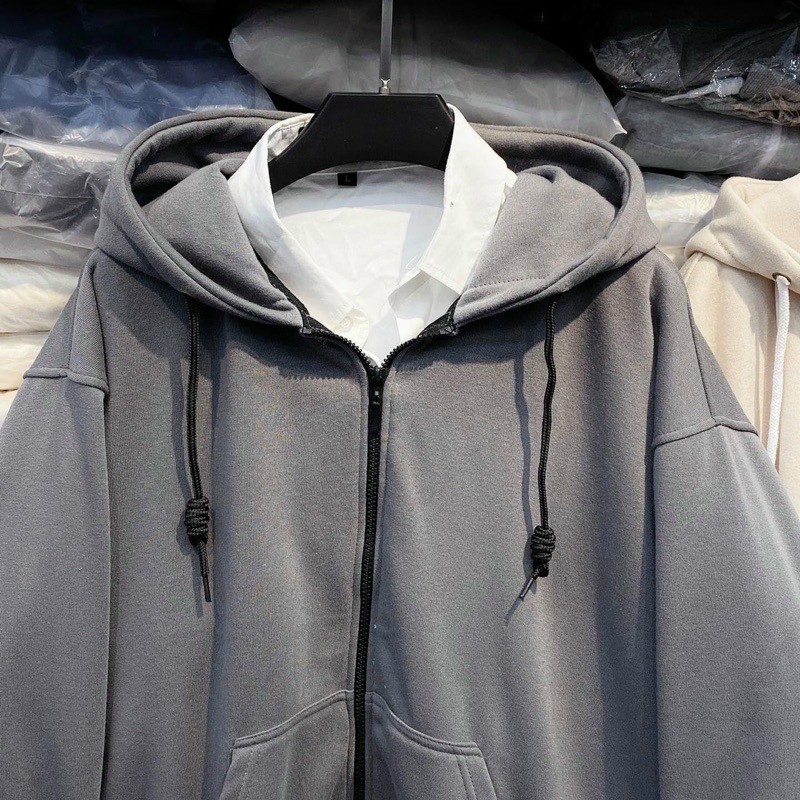 [sẵn ] Áo Khoác Zip Kéo Dáng Rộng Xám Chuột Trơn [ nam nữ mặc ], Áo Khoác Nỉ Hoodie Zip Form Rộng Nam Nữ Unisex, Áo Khoác Nỉ Unisex XÁM CHUỘT TRƠN HOT2023 ulzzang