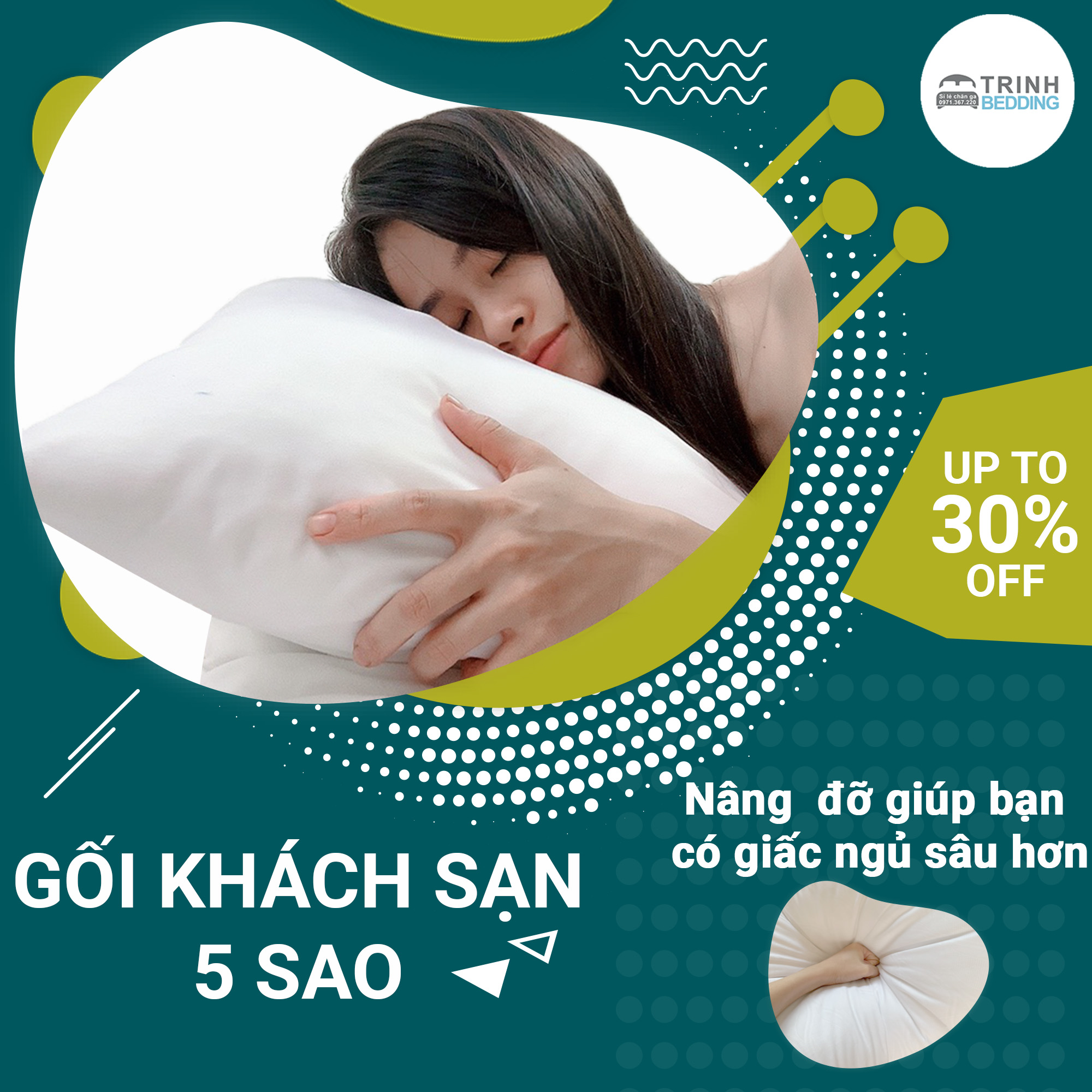Ruột gối nằm cao cấp bông lông vũ Nằm Cực Đã Trinhbedding