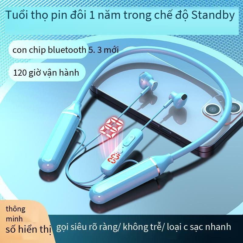 Kiểu tai nghe đeo cổ mới nhất, kiểu bùng nổ mới có thể cắm vào, màn hình kỹ thuật số, thể thao không dây, thời lượng pin chờ cực dài, tai nghe Bluetooth