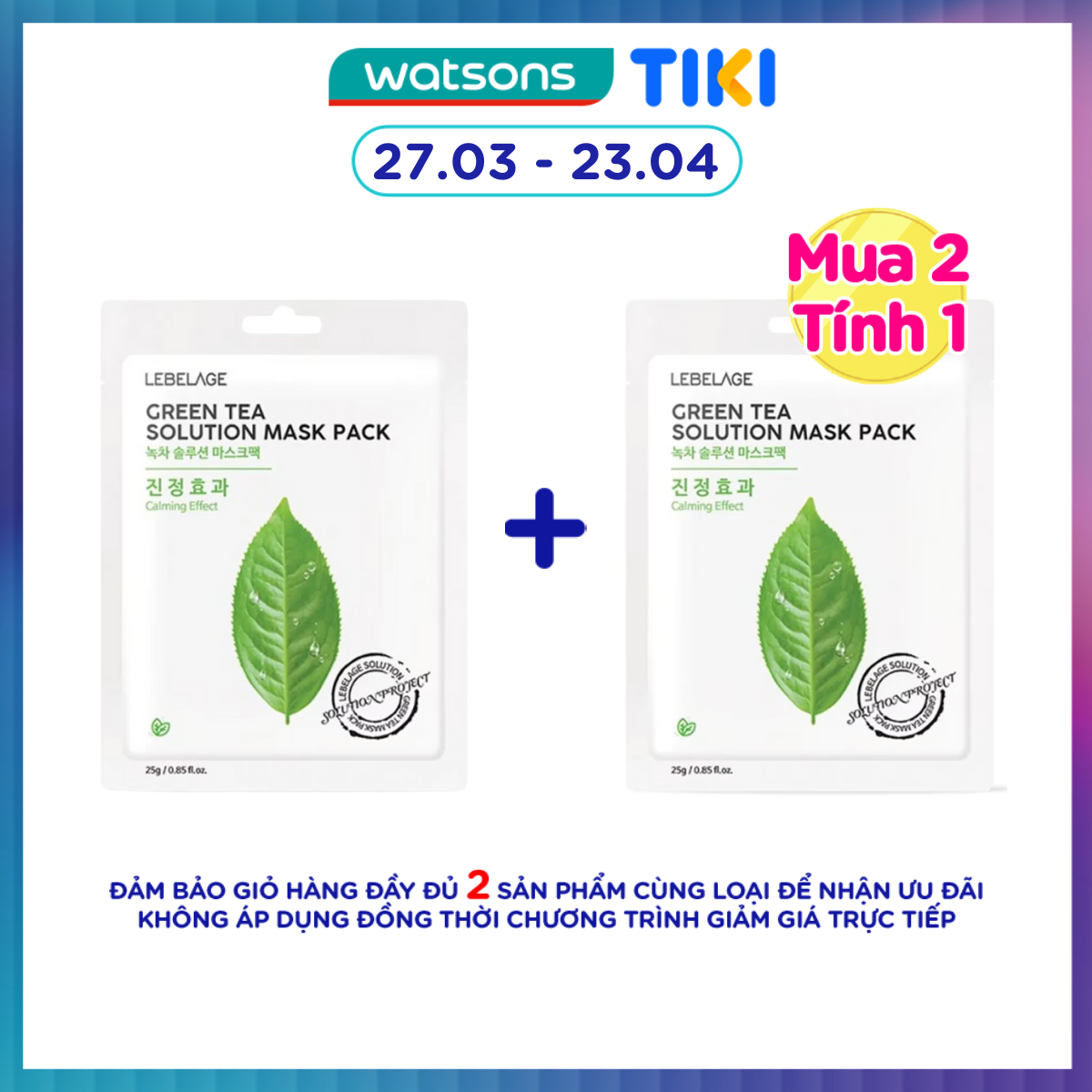Mặt Nạ Lebelage Green Tea Solution Mask Pack Calming Effect Chiết Xuất Trà Xanh 25g