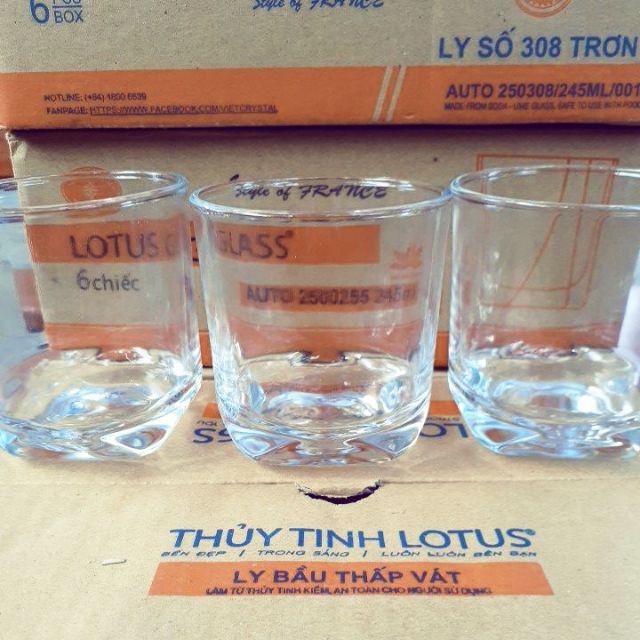 Bộ 6 Cốc Thủy Tinh Lotus Việt Tiệp đáy vát