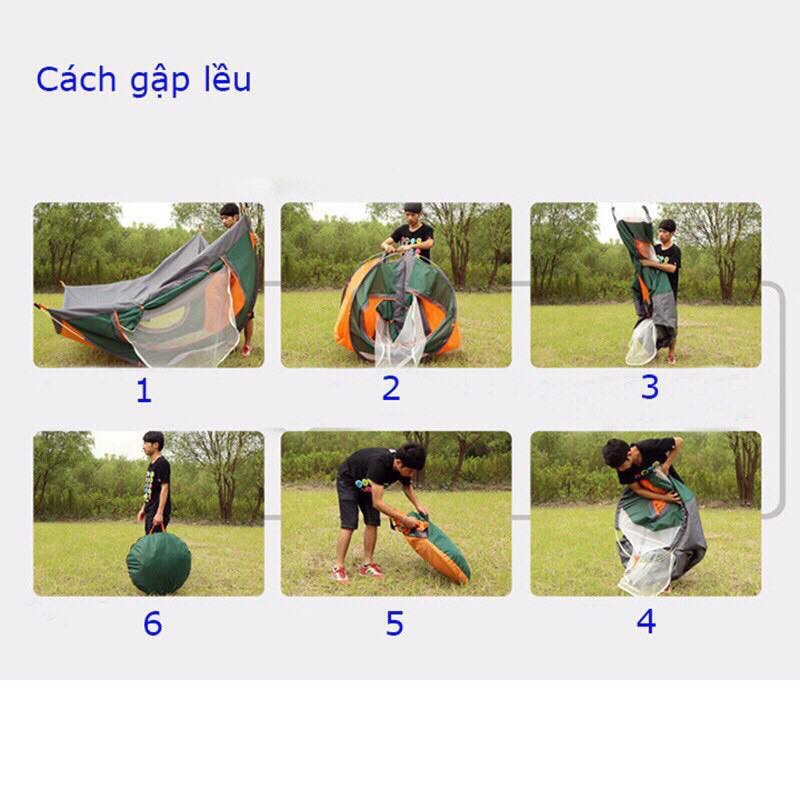 Lều Cắm Trại Lều Du Lịch Tự Bung Gấp Gọn Chống Nước 2-3 Người Giao Màu Ngẫu Nhiên