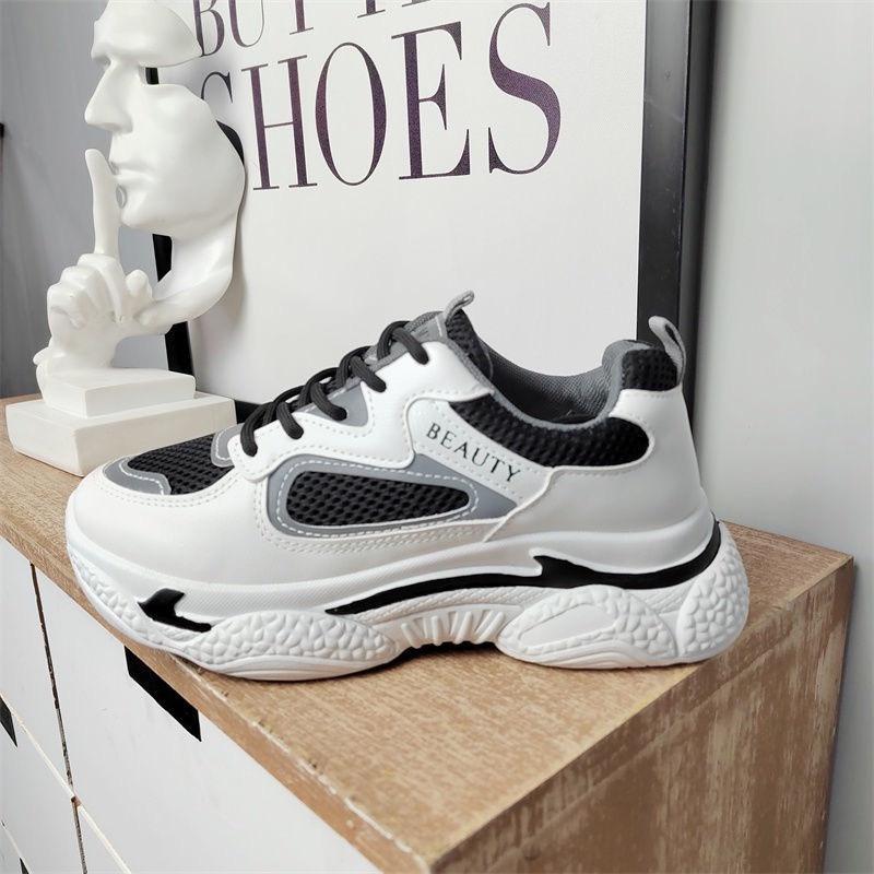 Giày MWC 0664 - Giày Thể Thao Nữ Đế Cao, Sneaker Da Đế Độn Phối Màu Hiện Đại Trendy