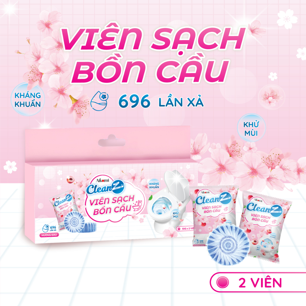 Viên thả bồn cầu CleanZ thế hệ mới sạch khuẩn thơm mát tẩy sạch mảng bám khử mùi diệt vi khuẩn toilet