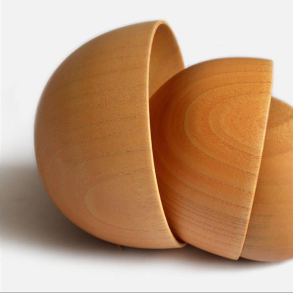 4x Round Wooden Cereal Bowl Food Container Camping Dinner Lunch Tableware