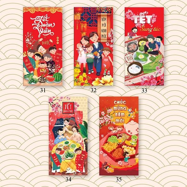 Set 10 Bao Lì Xì Đỏ 3D Mừng Tuổi Mang Đến Tài Lộc An Nhiên Thịnh Vượng Hoạ Tiết Ngẫu Nhiên