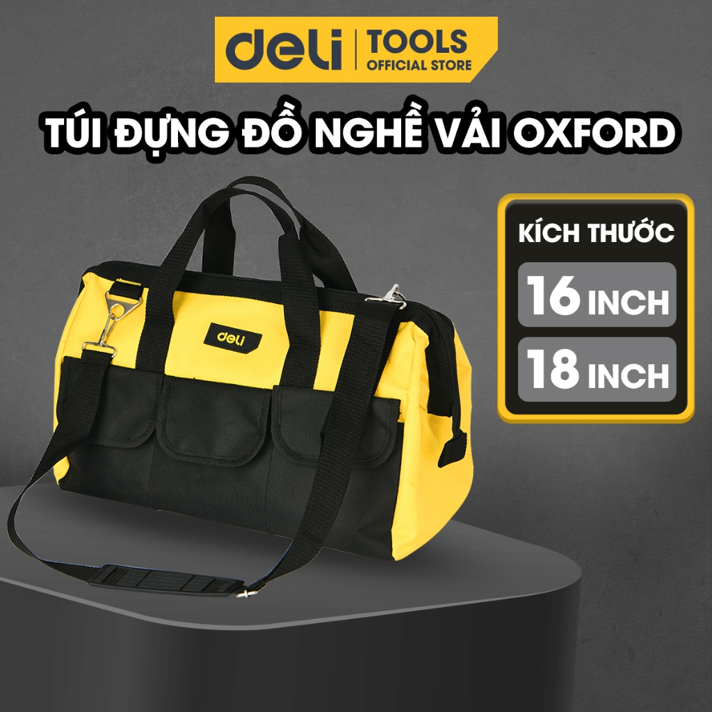 Túi Đựng Đồ Nghề Dụng Cụ Sửa Chữa Deli Tools Chất Liệu Vải Oxford Chống Thấm Nước Thiết Kế Nhiều Ngăn Tiện Dụng DL430018