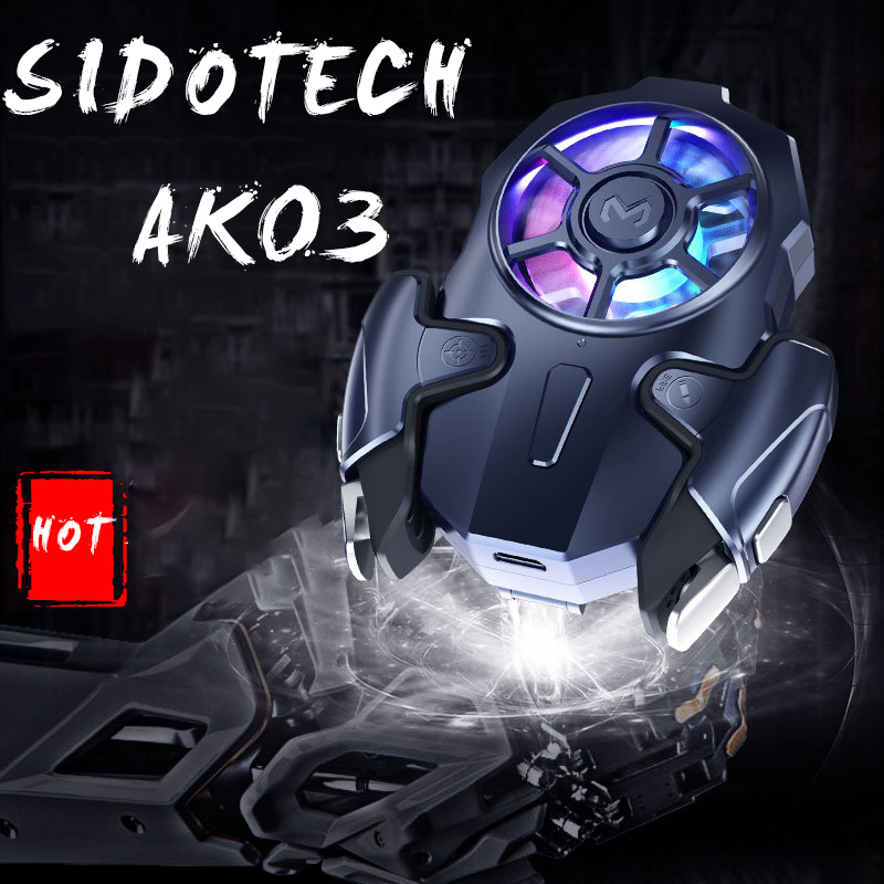 Nút bắn PUBG FF Freefire kèm quạt tản nhiệt gaming SIDOTECH AK3 LED RGB / Sạc pin / Autotap làm mát cho điện thoại khi chơi game tăng gấp 2 lần tốc độ xử lý - Hàng chính hãng