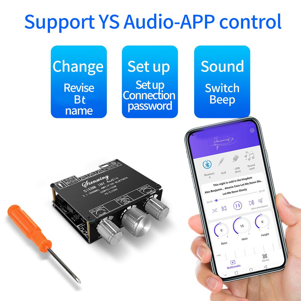 2.1 Channel BT 5.1 Digital Audio Amplifier Board Module High and Low Tone Subwoofer Support AUX Audio Input U disk