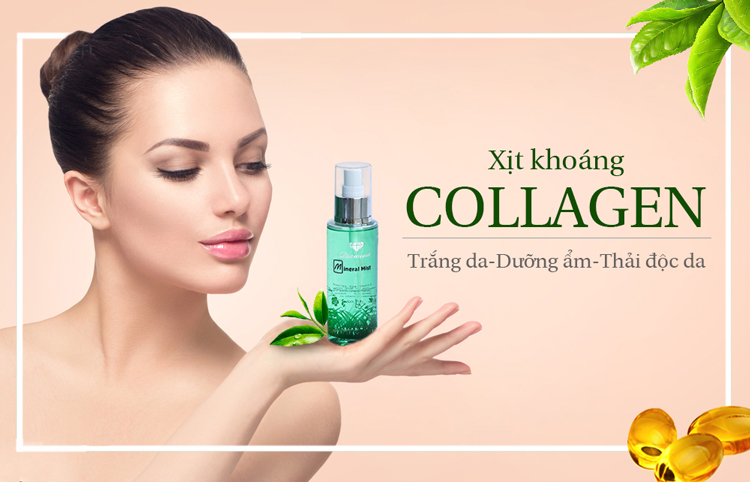 Xịt Khoáng Collagen Trắng Da, Dưỡng Ẩm, Ngừa Lão Hóa Da Diamond (120ml)