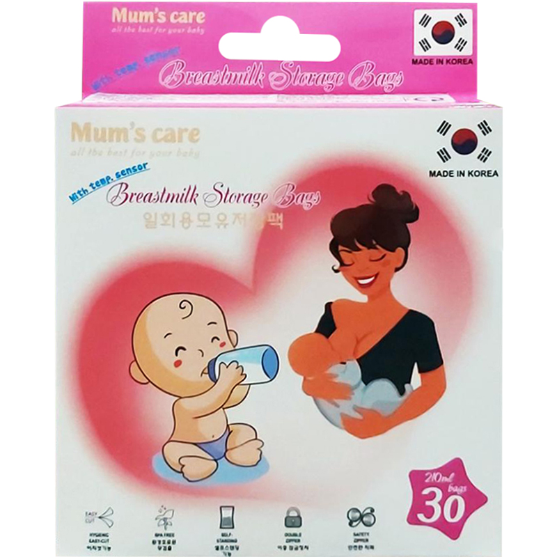 Túi Trữ Sữa Mum's Care Có Cảm Ứng Nhiệt 210ml (30 Túi/Hộp)